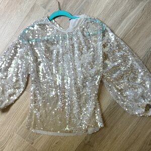 Zara White Sequin Blouse